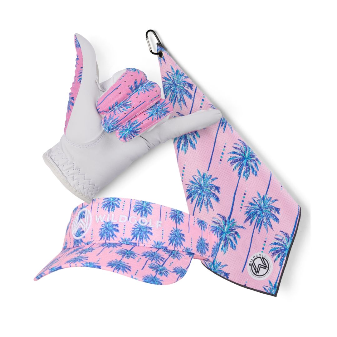 wild golf visor glove towel and golf club